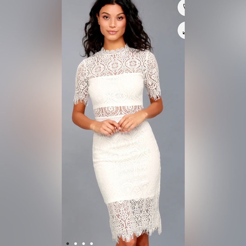 MOVING SALE! Lulu’s Remarkable White Lace Dress - size XS - like new